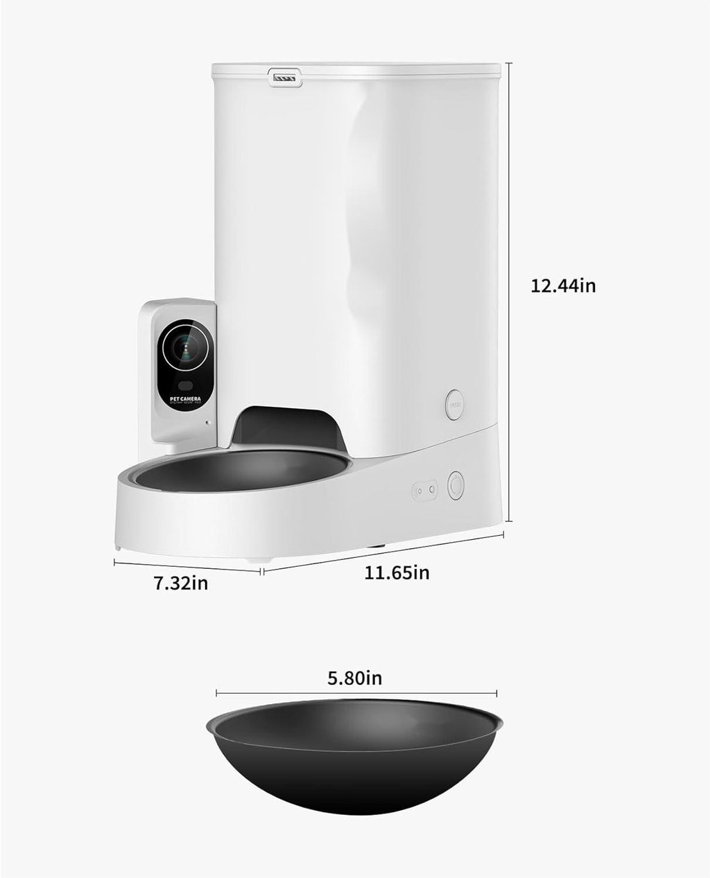 Automatic Cat Feeder with Camera, 1080P HD Video with Night Vision, 2.4G WiFi Pet Feeder for Cat & Small Dog, 2-Way Audio & Meal Call Pet Food Dispenser with Desiccant Bag, Motion Capturing