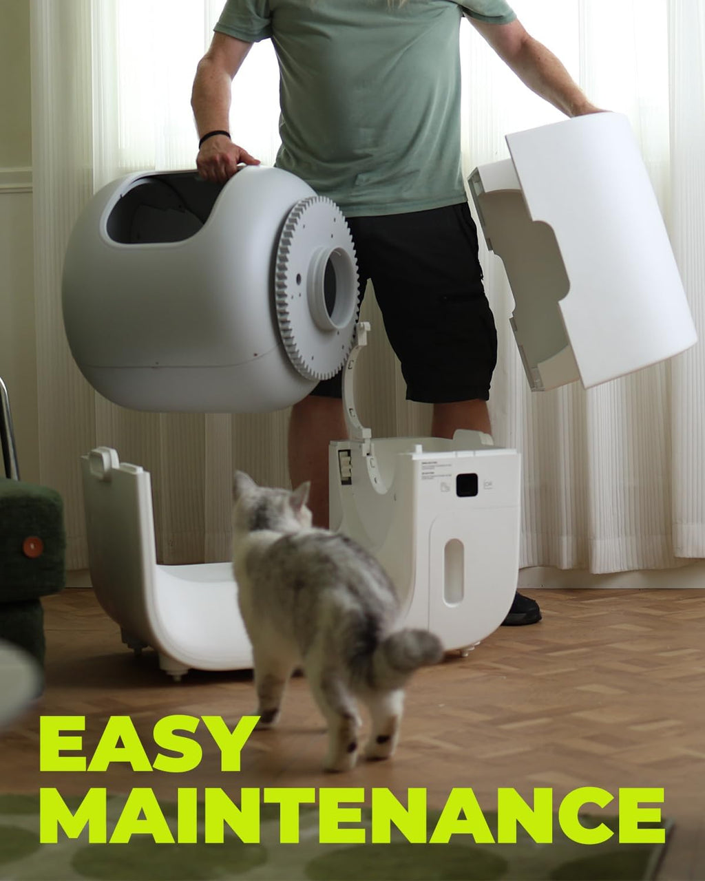 True Odor-Free Automatic Self-Cleaning Cat Litter Box, Extra Large for 3–22 lbs Cats, Smart APP Control, Self-Pack & Refill System, 3 Waste Bags Included, Upgraded Model - White