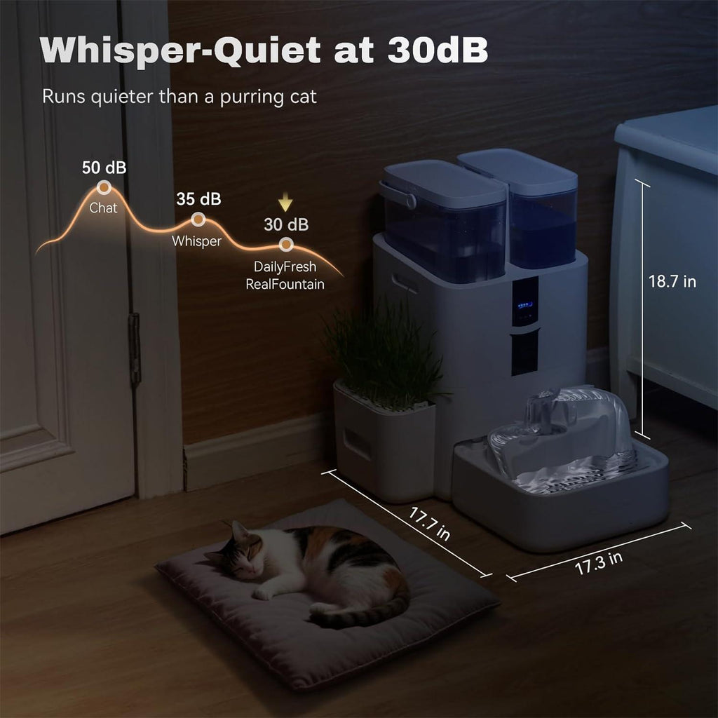 Automatic Cat Water Fountain 10L/338 oz Self Filling, Pet Drinking Fountains Dogs, Smart Bowl 5G WiFi Filtered Water Dispenser Easy Cleaning Oxygen-Rich, Wastewater Separate, No Slime, Quiet
