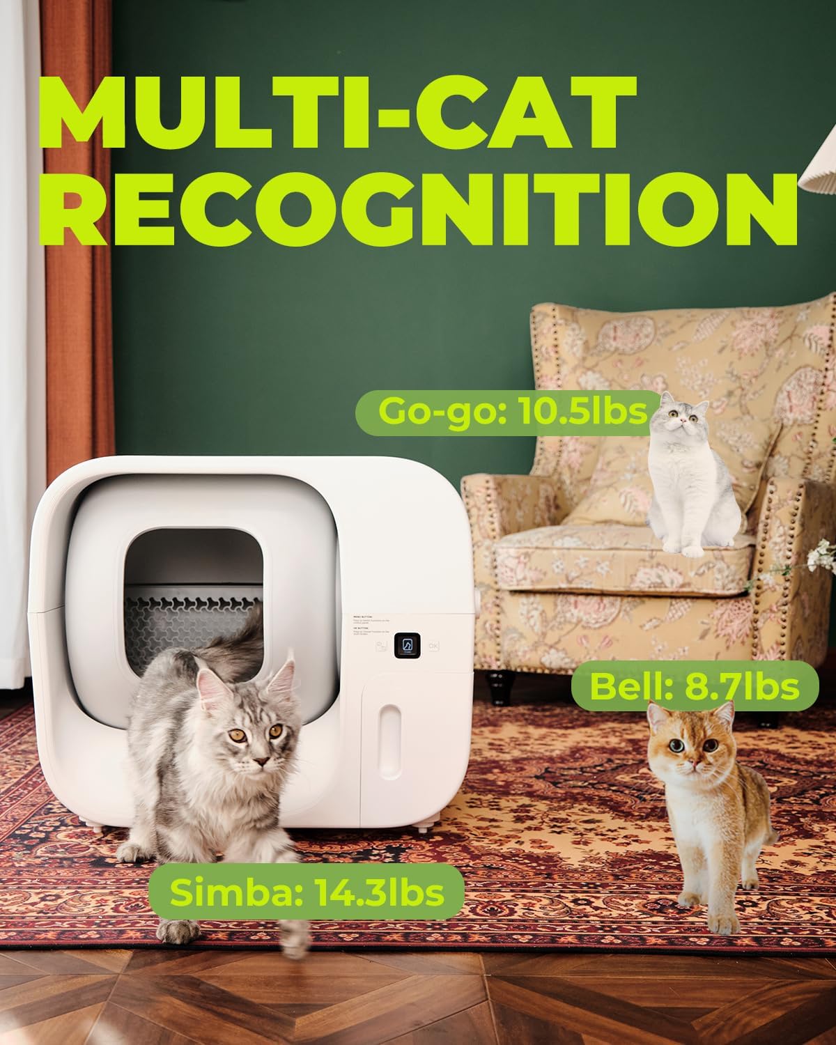 True Odor-Free Automatic Self-Cleaning Cat Litter Box, Extra Large for 3–22 lbs Cats, Smart APP Control, Self-Pack & Refill System, 3 Waste Bags Included, Upgraded Model - White