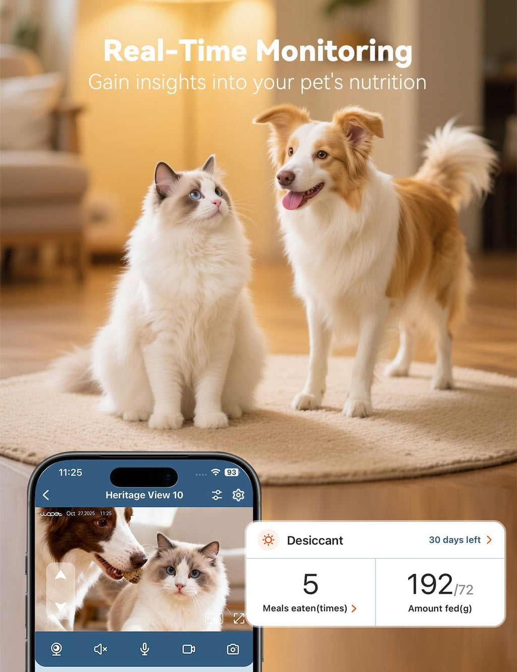 Automatic Cat Feeder with Camera for Two Cats, 6L Automatic Dog Feeder with HD Video and Night Vision, 5G/2.4G WiFi Pet Feeder for Cats & Dogs, SD Card Storage & 2-Way Audio