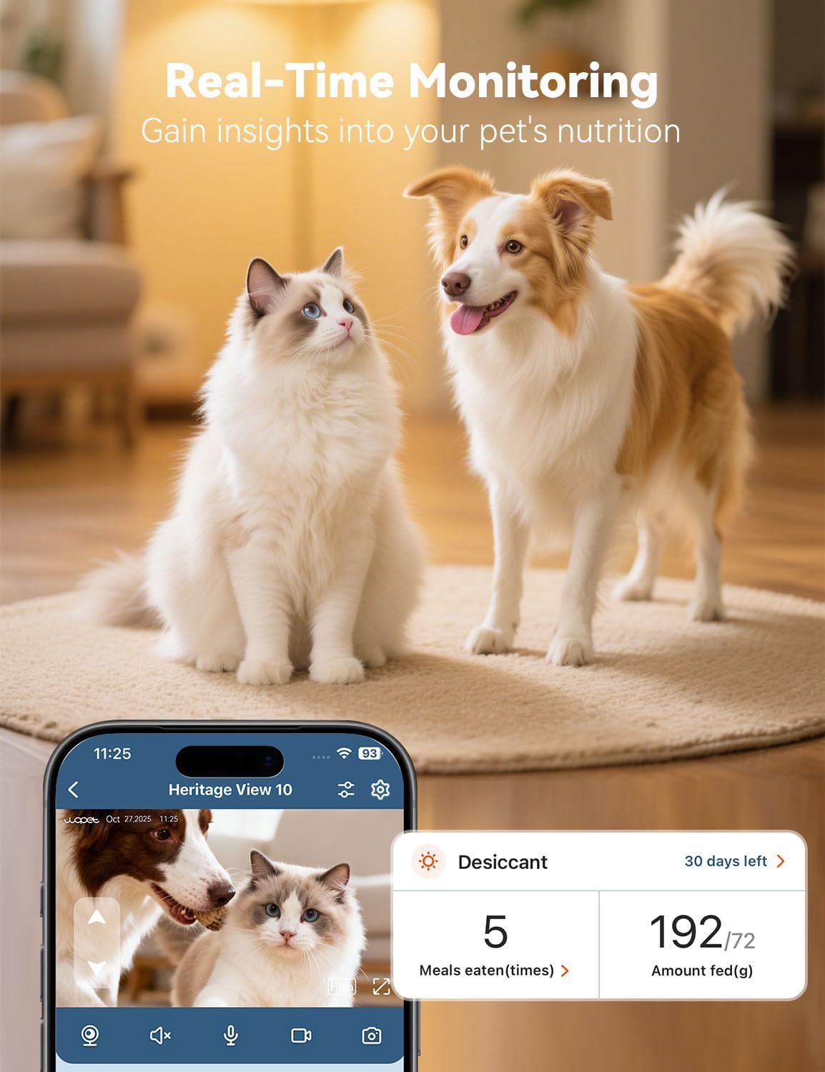 Automatic Cat Feeder with Camera for Two Cats, 6L Automatic Dog Feeder with HD Video and Night Vision, 5G/2.4G WiFi Pet Feeder for Cats & Dogs, SD Card Storage & 2-Way Audio