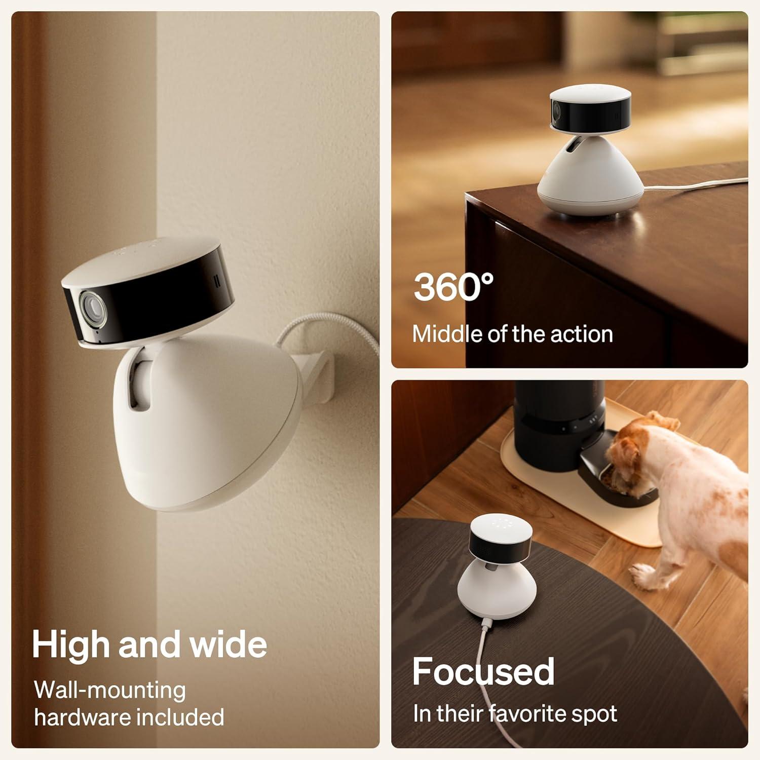AI Dog Camera Pet Camera Indoor with Phone App [Multi-Pet Recognition, Daily Activity Analysis & Smart Summaries] Cat Cam 360° View, 1080P Dog Cam Night Vision, 2-Way Audio Home Camera WiFi