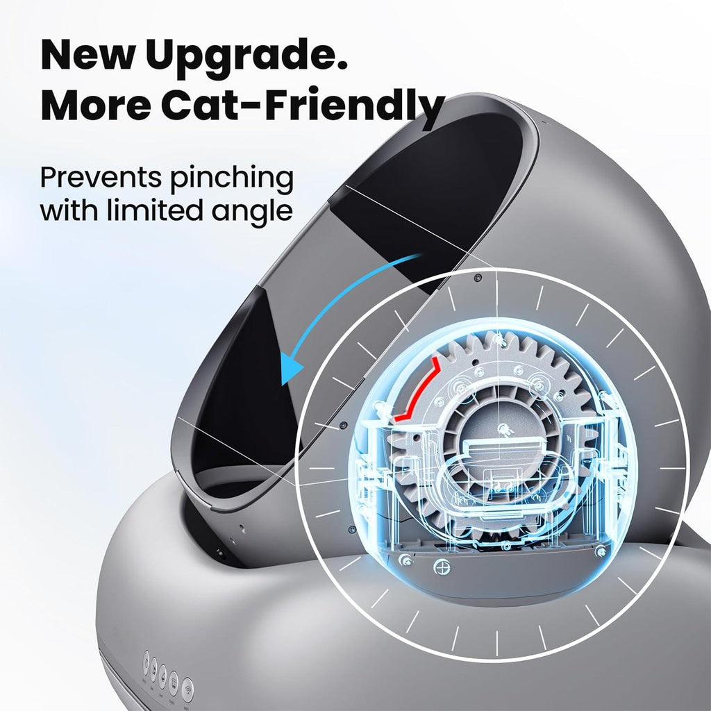 Open-Top Self-Cleaning Cat Litter Box, 360° Safety Sensors, Advanced Odor & Leak Control, Automatic for Large & Multi-Cat Homes, Litter Mat & 2 Rolls Refill Bags Included