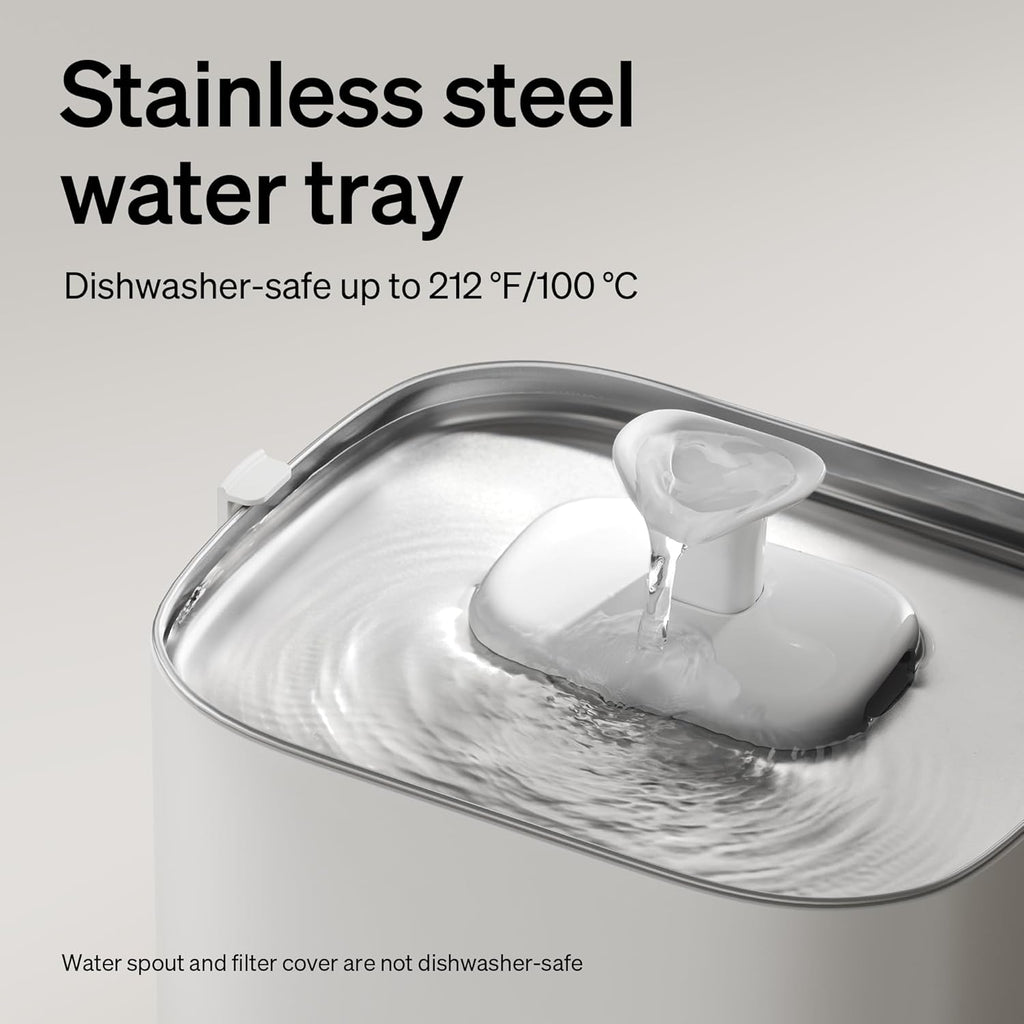 Upgrade Cat Water Fountain, Cordless Cat Fountain Battery Operated, App Monitoring 3L/101oz Dockstream 2 Pet Water Fountain with Stainless Steel Tray, 5GHz WiFi Dog Water Bowl Dispenser