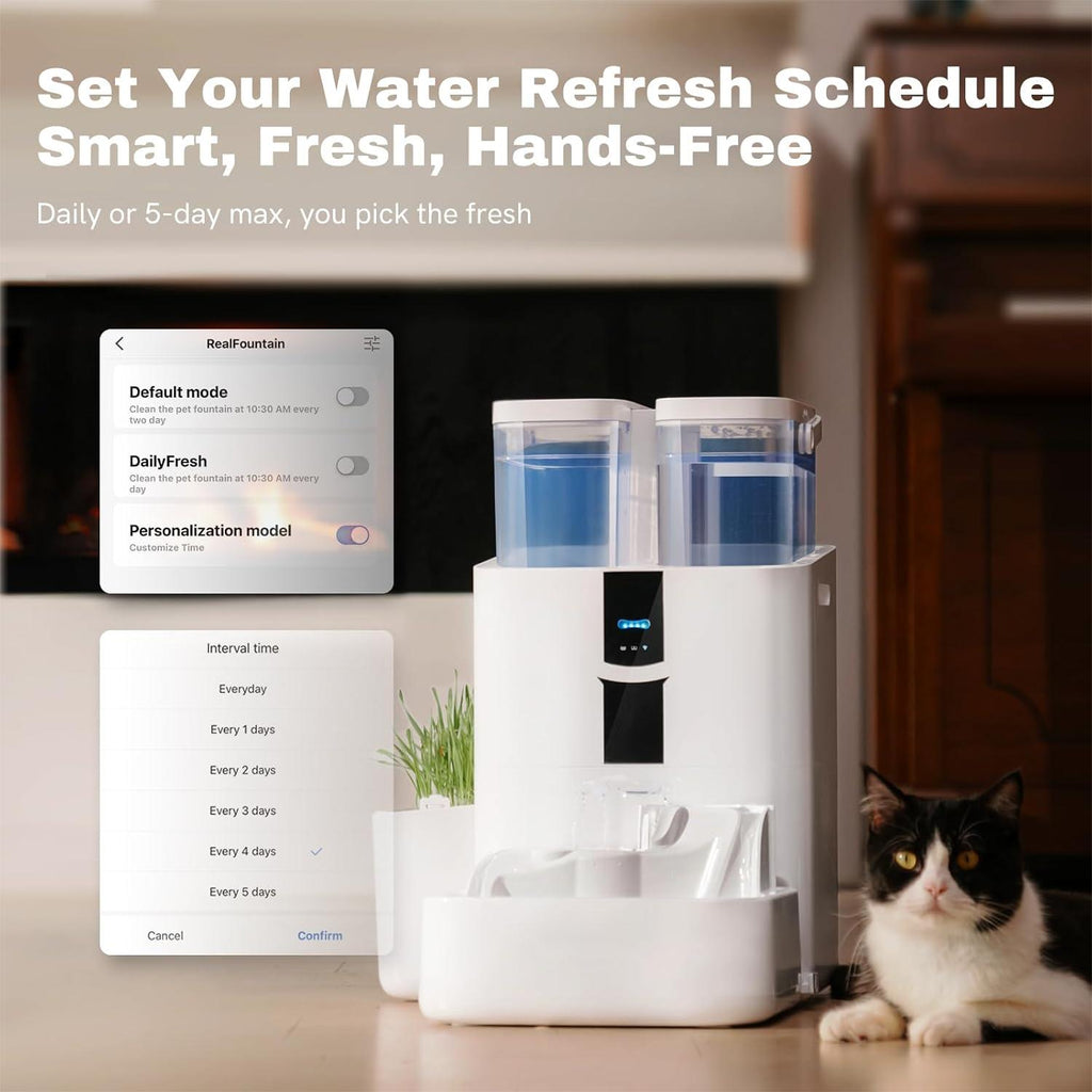 Automatic Cat Water Fountain 10L/338 oz Self Filling, Pet Drinking Fountains Dogs, Smart Bowl 5G WiFi Filtered Water Dispenser Easy Cleaning Oxygen-Rich, Wastewater Separate, No Slime, Quiet