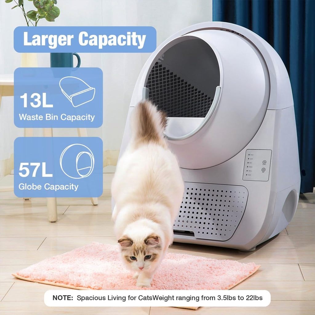 Self Cleaning Cat Litter Box, Automatic Cat Litter Box, Double Odor Removal, Cat Litter Box for Cats from 3.5 pounds to 22 pounds (Young Version)