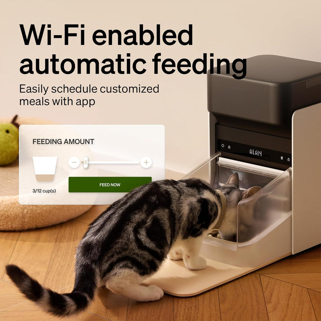 Automatic Cat Feeder, Collar Tag-Activated Personalized Meals, 5G&2.4G Wi-Fi Programmable Cat Food Dispenser with Cats Recognition & Diet Tracking for Multi-Pet Homes and Different Diets