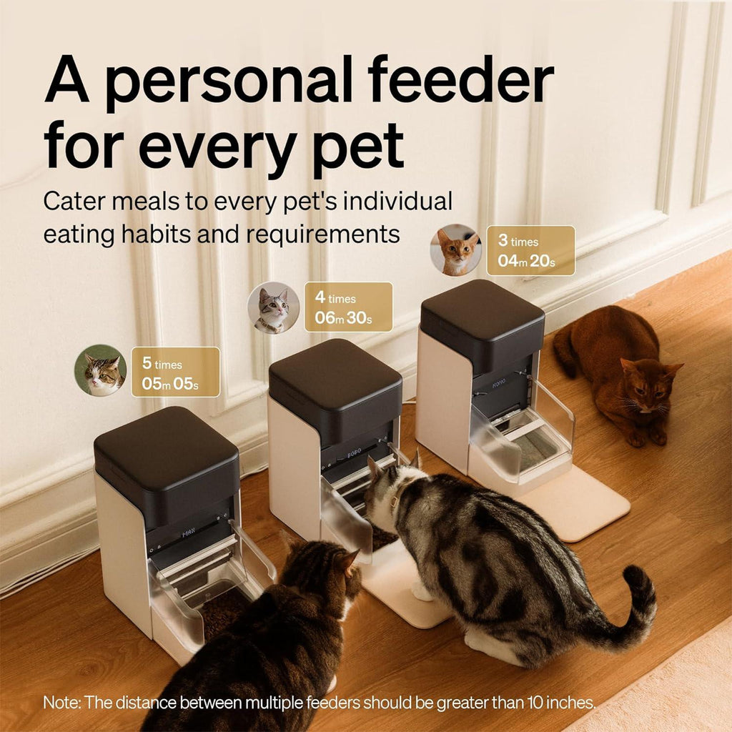 Automatic Cat Feeder, Collar Tag-Activated Personalized Meals, 5G&2.4G Wi-Fi Programmable Cat Food Dispenser with Cats Recognition & Diet Tracking for Multi-Pet Homes and Different Diets