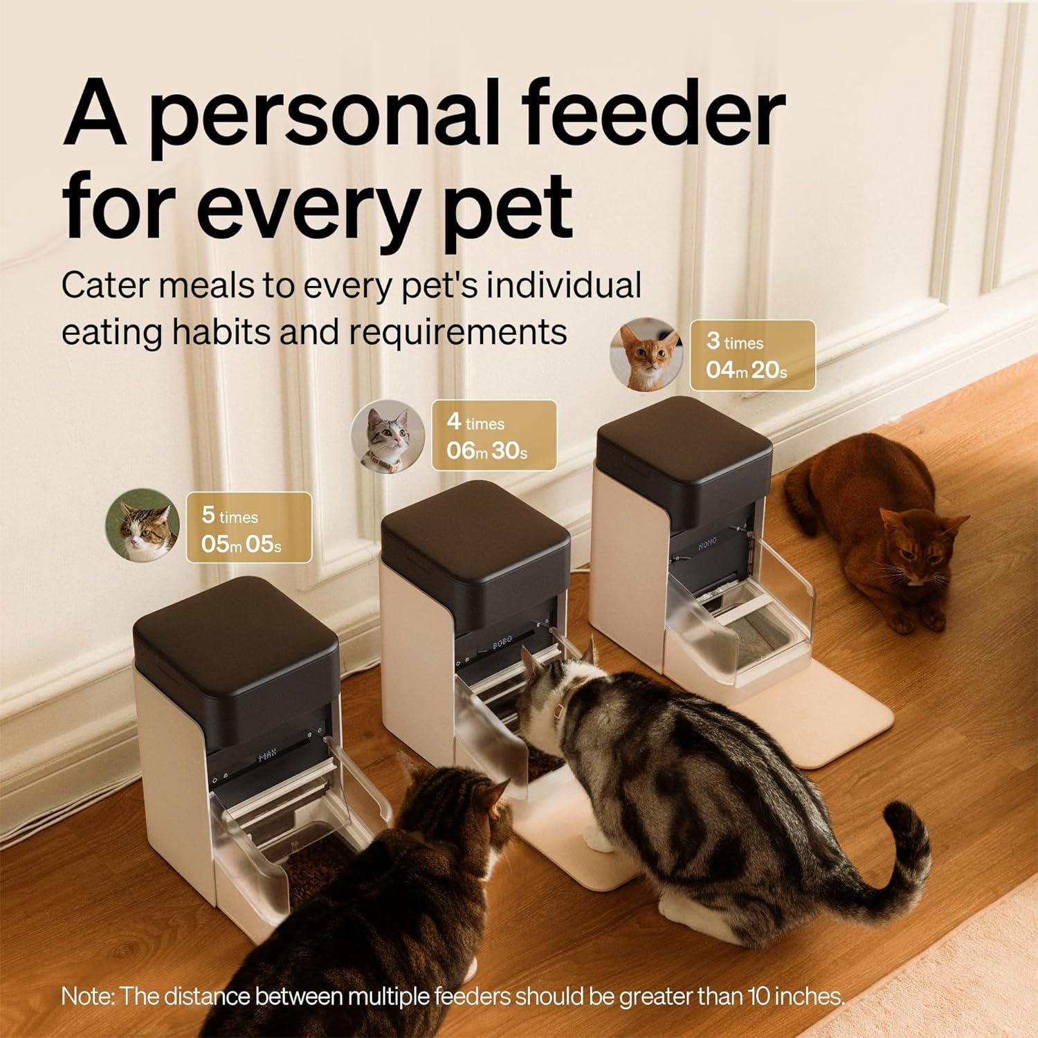 Automatic Cat Feeder, Collar Tag-Activated Personalized Meals, 5G&2.4G Wi-Fi Programmable Cat Food Dispenser with Cats Recognition & Diet Tracking for Multi-Pet Homes and Different Diets