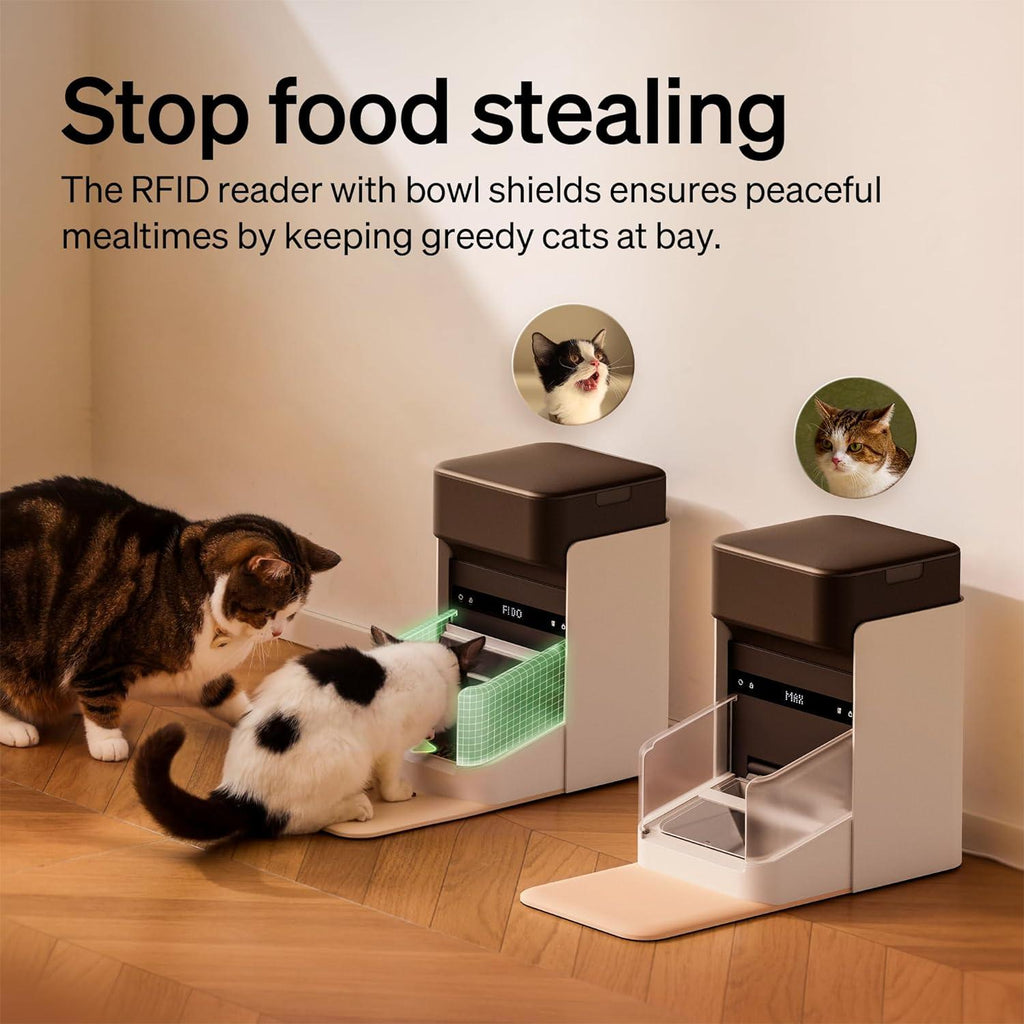 Automatic Cat Feeder, Collar Tag-Activated Personalized Meals, 5G&2.4G Wi-Fi Programmable Cat Food Dispenser with Cats Recognition & Diet Tracking for Multi-Pet Homes and Different Diets